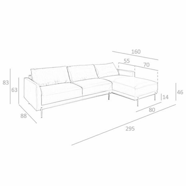 Sofá chaise longue derecha piel negro