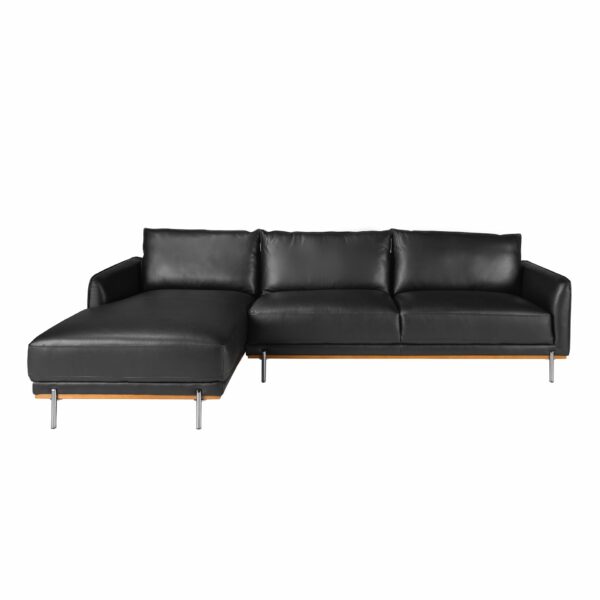 Sofá chaise longue izquierda piel negro