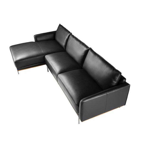 Sofá chaise longue izquierda piel negro