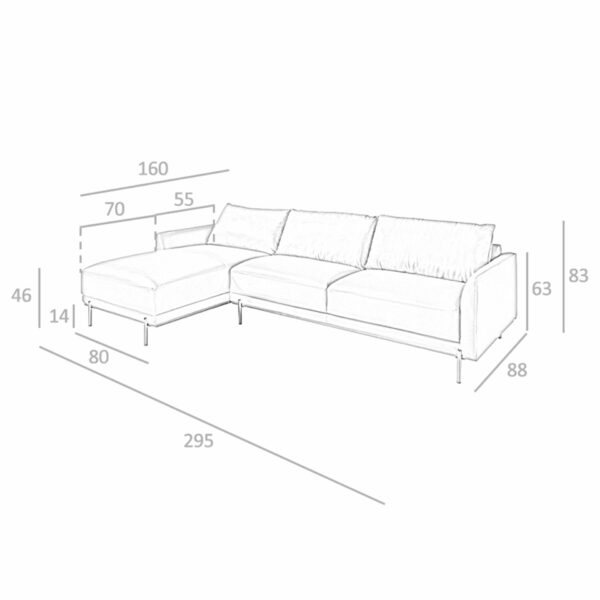 Sofá chaise longue izquierda piel negro
