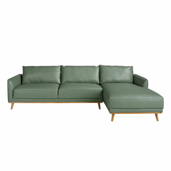 Sofá chaise longue derecha piel verde