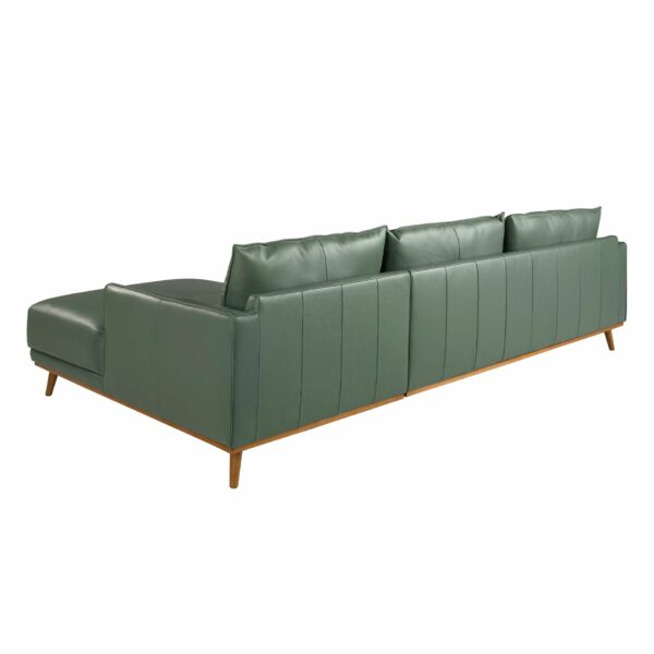 Sofá chaise longue derecha piel verde