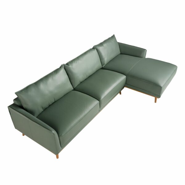 Sofá chaise longue derecha piel verde
