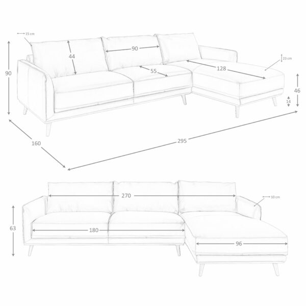 Sofá chaise longue derecha piel verde
