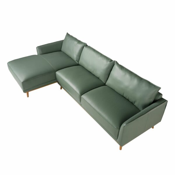 Sofá chaise longue izquierda piel verde