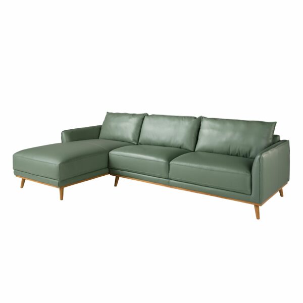 Sofá chaise longue izquierda piel verde