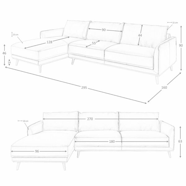Sofá chaise longue izquierda piel verde