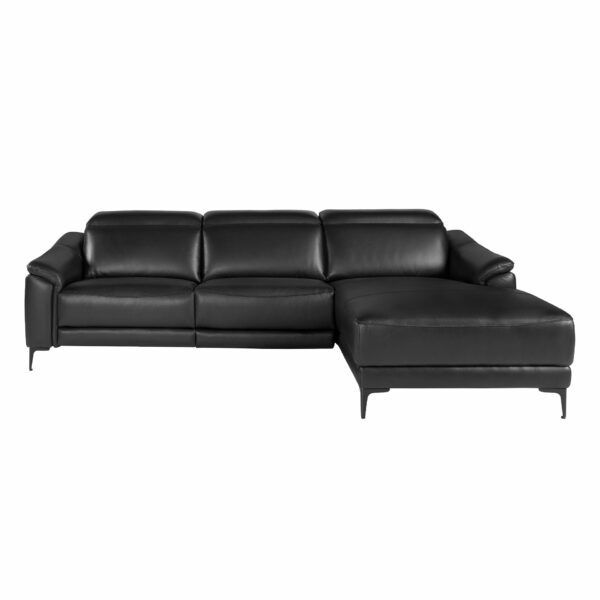 Sofá chaise longue relax derecha piel negro