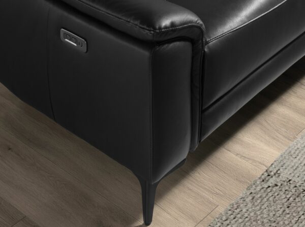 Sofá chaise longue relax derecha piel negro