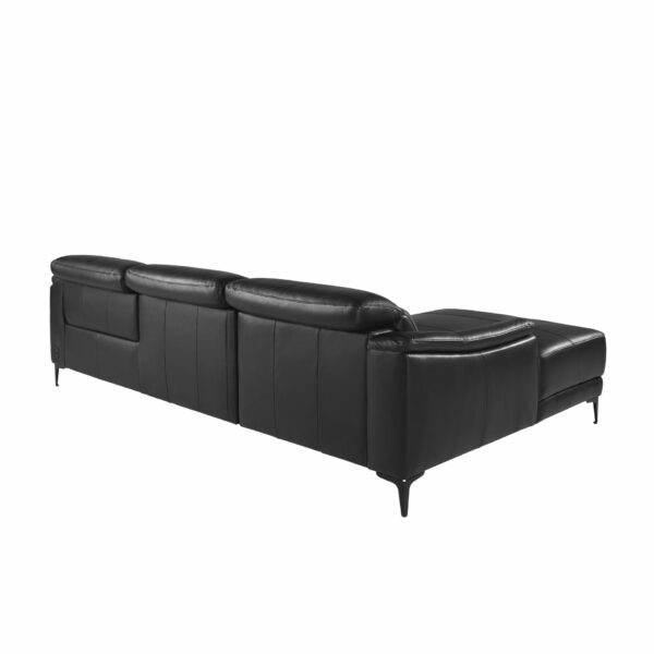 Sofá chaise longue relax derecha piel negro