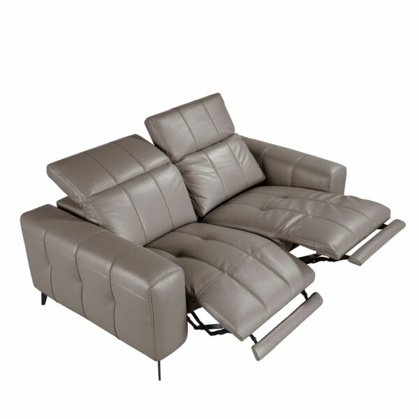 Sofá relax 2 plazas piel gris