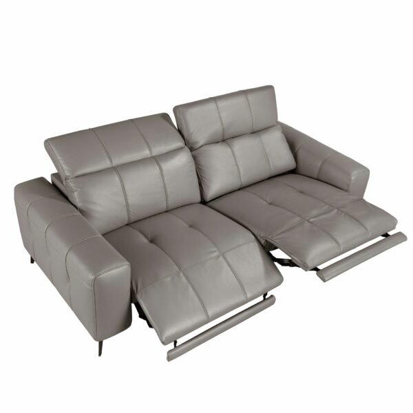 Sofá relax 3 plazas piel gris