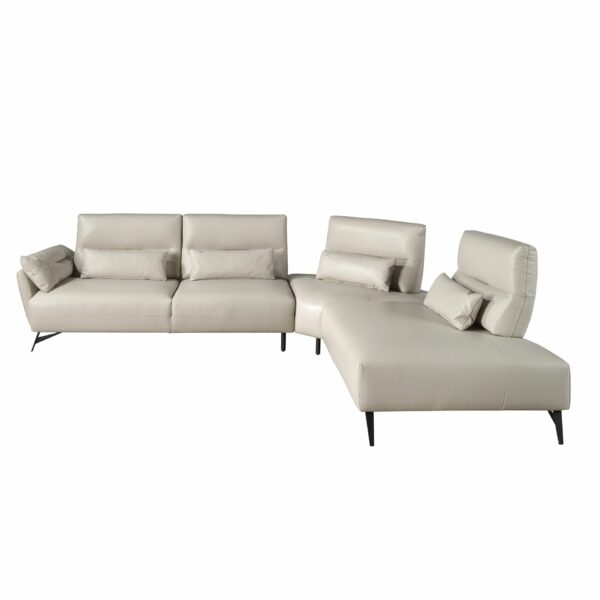 Sofá chaise longue derecha piel arena