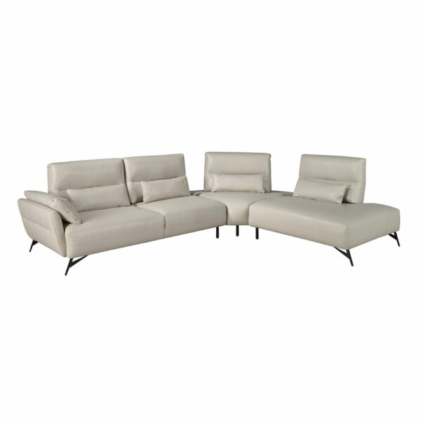 Sofá chaise longue derecha piel arena