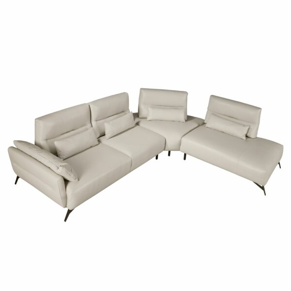 Sofá chaise longue derecha piel arena