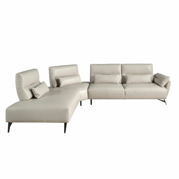 Sofá chaise longue izquierda piel arena