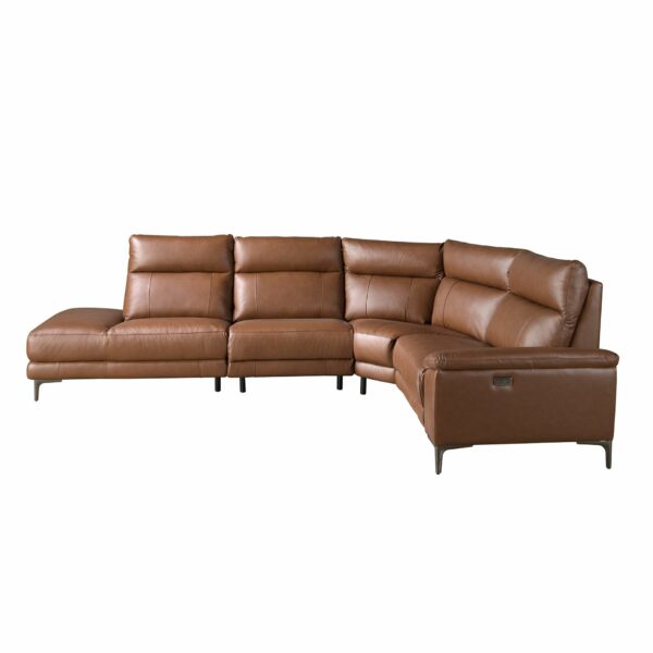 Sofá chaise longue relax izquierda piel marrón tabaco
