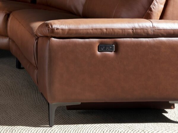 Sofá chaise longue relax izquierda piel marrón tabaco