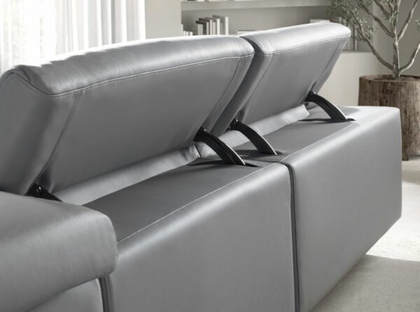 Sofá chaise longue relax derecha piel gris