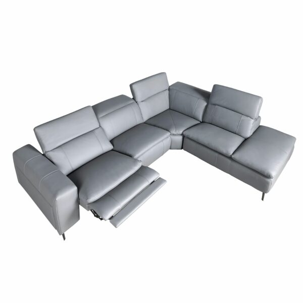 Sofá chaise longue relax derecha piel gris