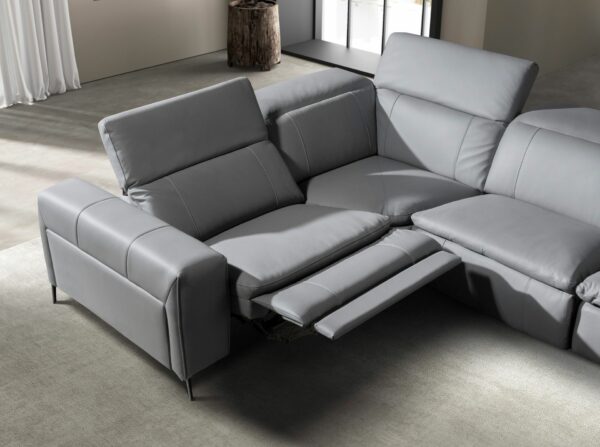 Sofá chaise longue relax derecha piel gris