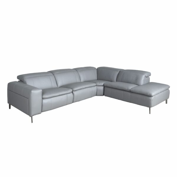 Sofá chaise longue relax derecha piel gris