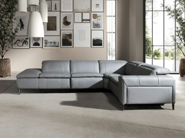Sofá chaise longue relax izquierda piel gris