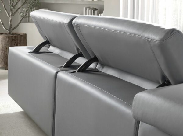 Sofá chaise longue relax izquierda piel gris