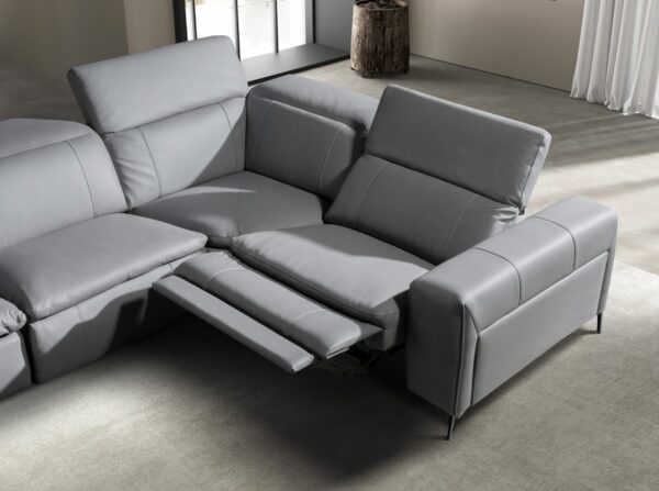 Sofá chaise longue relax izquierda piel gris