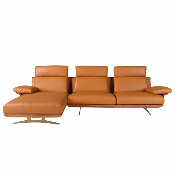 Sofá chaise longue izquierda piel marrón terracota
