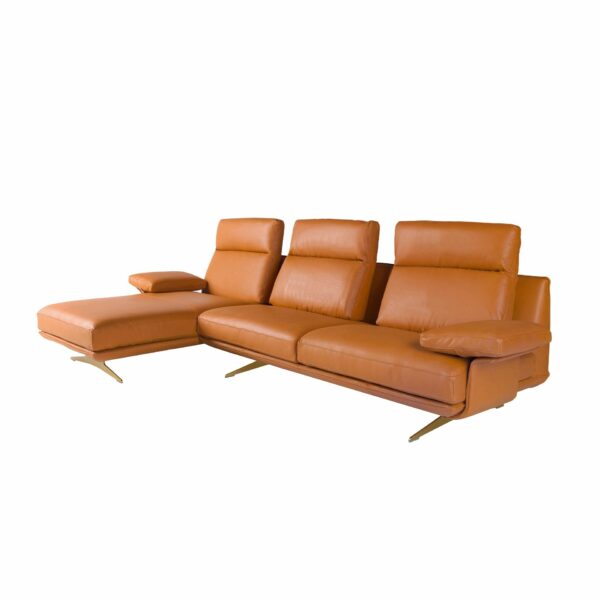 Sofá chaise longue izquierda piel marrón terracota
