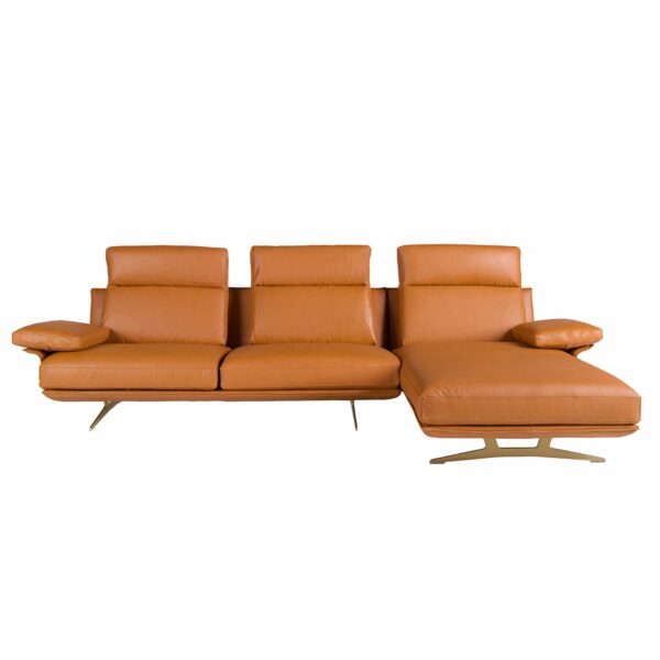 Sofá chaise longue derecha piel marrón terracota
