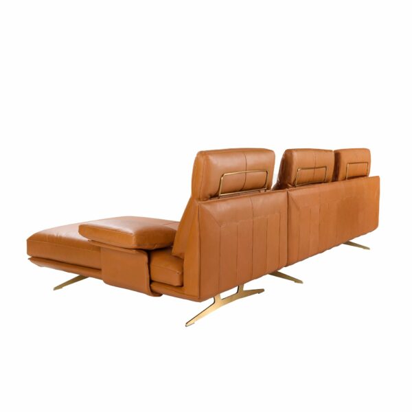 Sofá chaise longue derecha piel marrón terracota