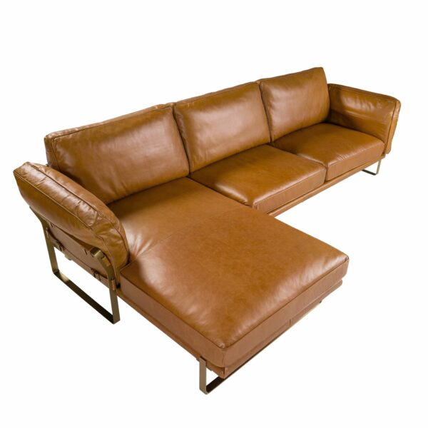 Sofá chaise longue izquierda piel camel