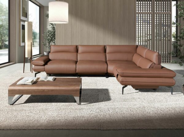 Sofá rinconera relax modular piel marrón