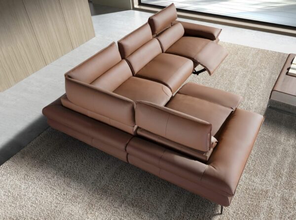 Sofá rinconera relax modular piel marrón