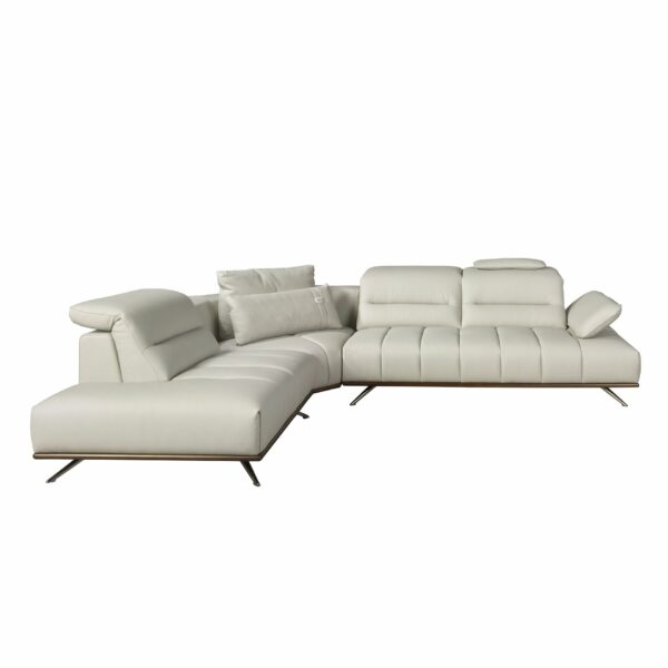 Sofá chaise longue izquierda piel gris claro
