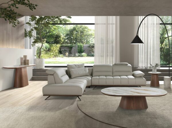 Sofá chaise longue izquierda piel gris claro