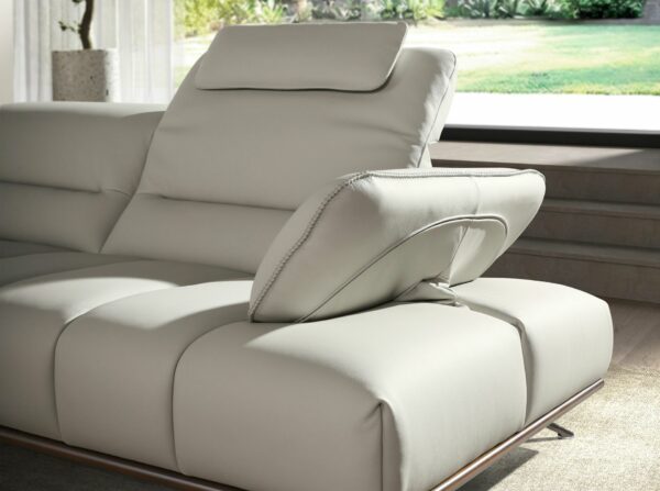 Sofá chaise longue izquierda piel gris claro