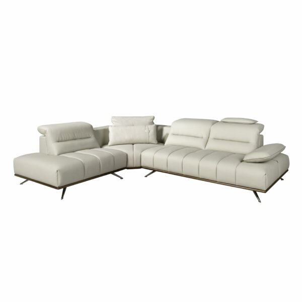 Sofá chaise longue izquierda piel gris claro