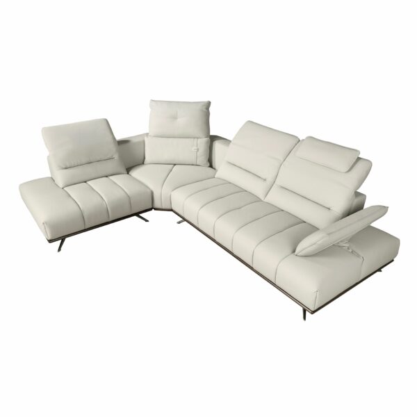 Sofá chaise longue izquierda piel gris claro