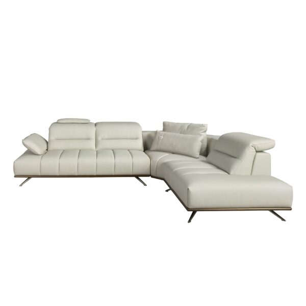 Sofá chaise longue derecha piel gris claro