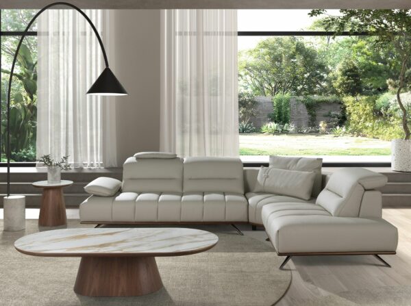Sofá chaise longue derecha piel gris claro
