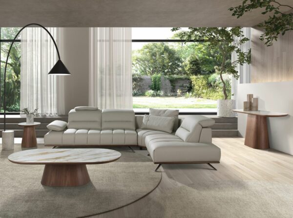 Sofá chaise longue derecha piel gris claro