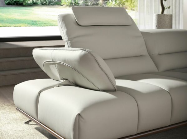 Sofá chaise longue derecha piel gris claro