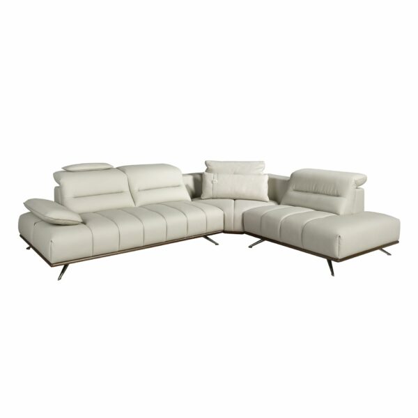 Sofá chaise longue derecha piel gris claro