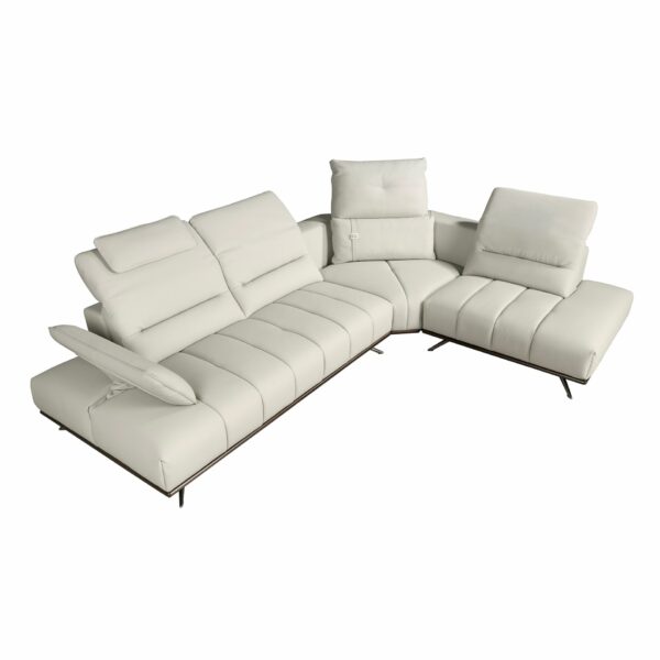 Sofá chaise longue derecha piel gris claro