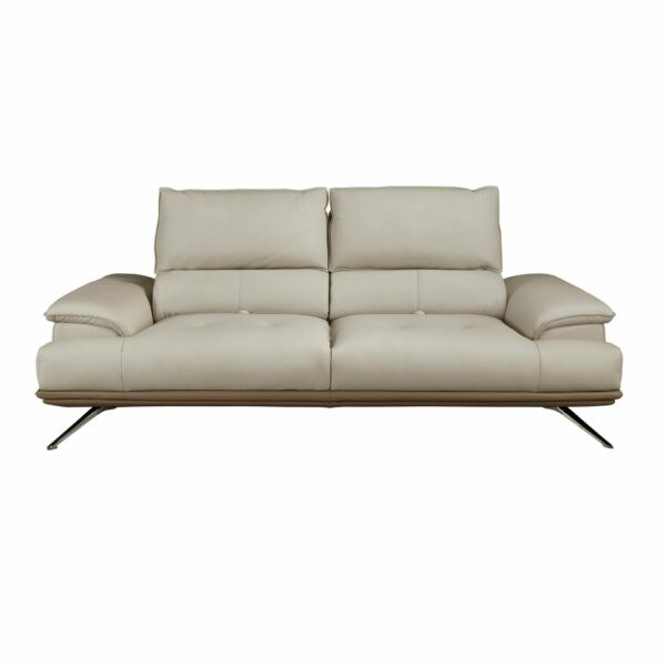 Sofá 3 plazas piel gris taupe