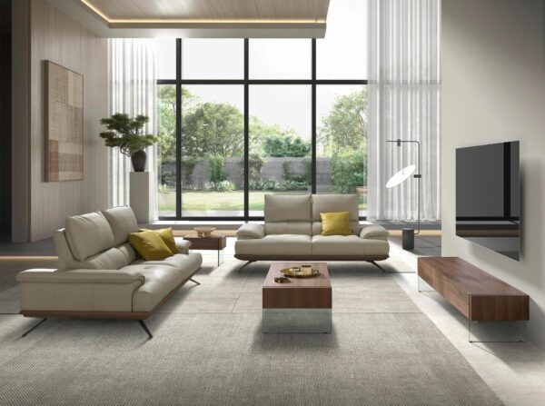 Sofá 3 plazas piel gris taupe