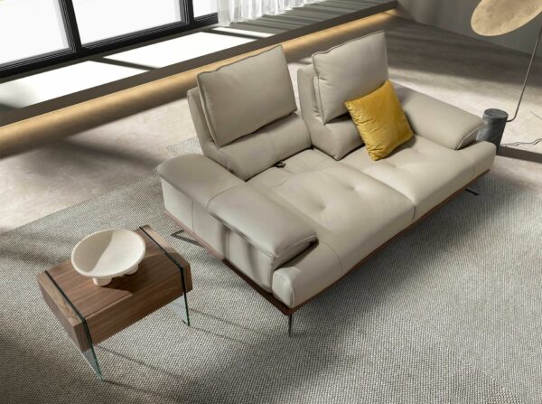 Sofá 3 plazas piel gris taupe